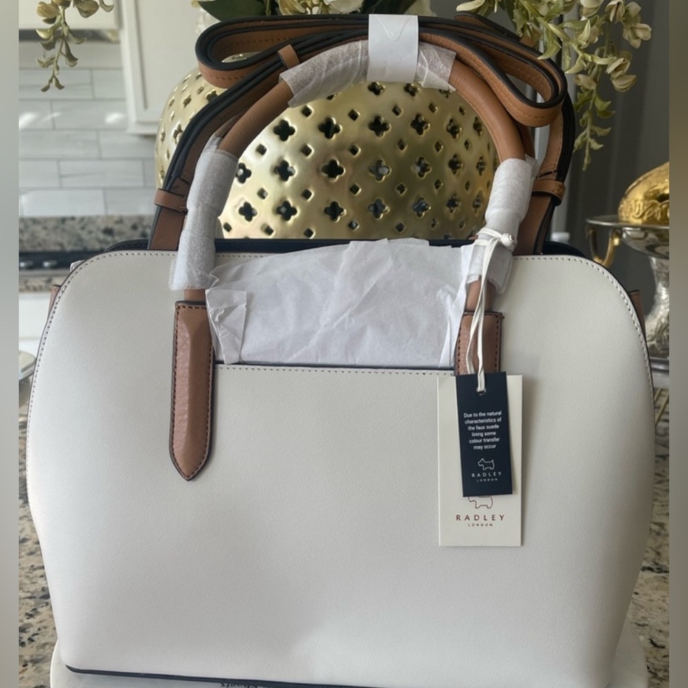 Radley London Liverpool Street 2.0 Orange Blossom Leather Multiway Ivory Handbag - Picture 14 of 16